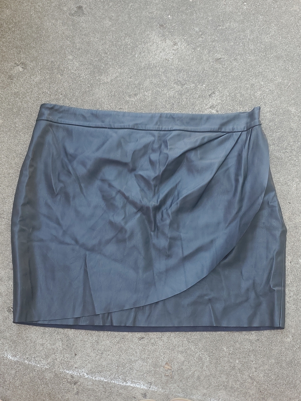 Express Sleek Black Asymmetric Leather Mini Skirt